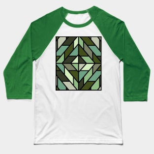 Geometric Pattern Tiles in Shades of Green Baseball T-Shirt